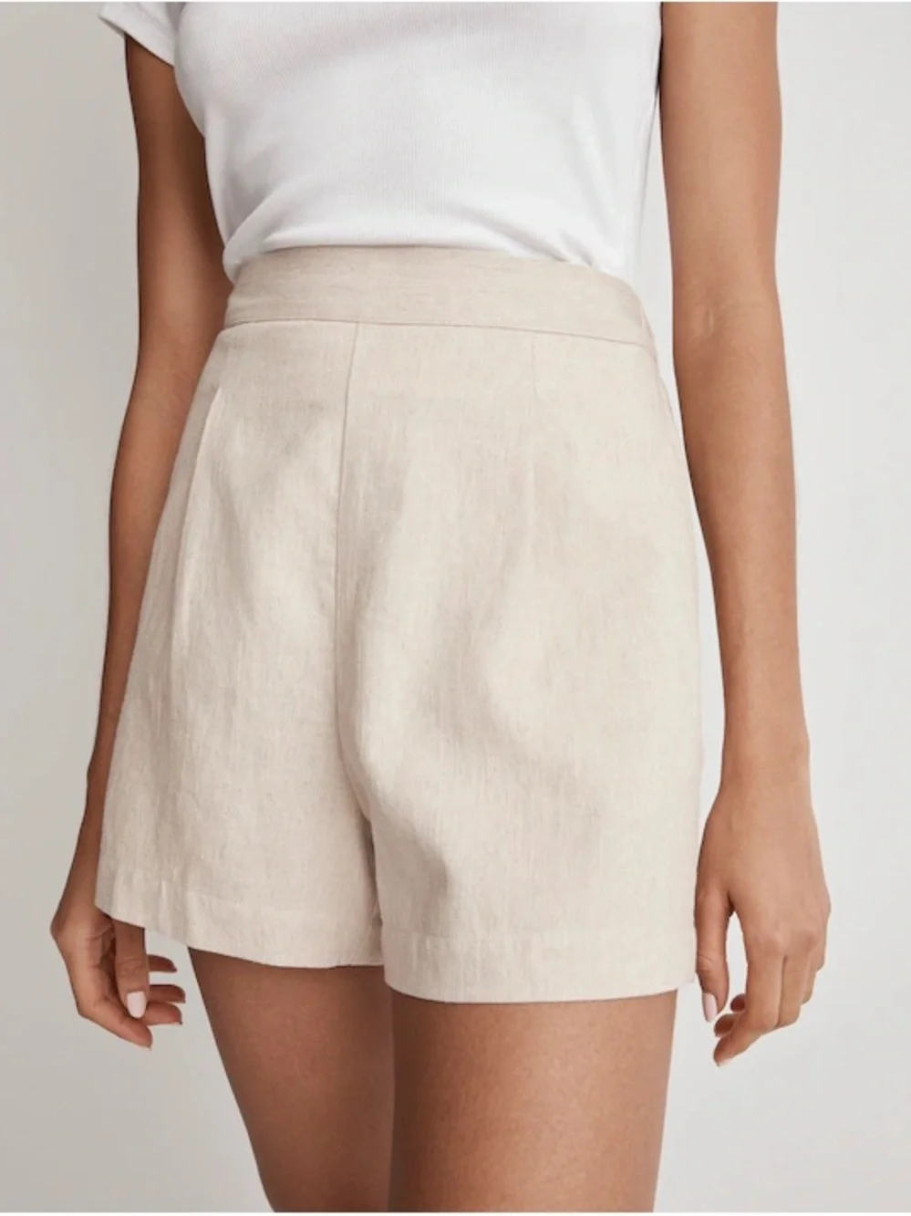 NWOT Madewell High-Waist Natural Cream Linen-Cotton Blend Shorts - XS - Picture 1 of 8